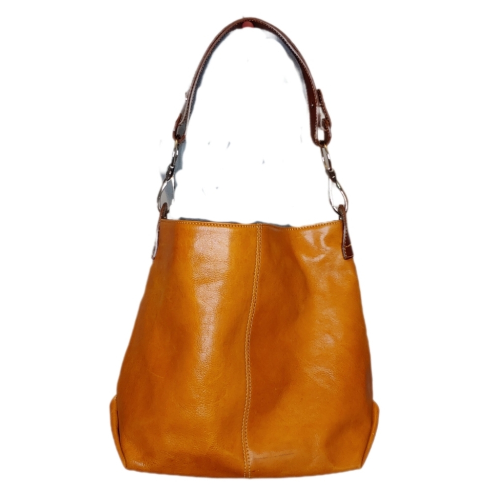 DIAS Greek leather shoulder bag zip close EUC